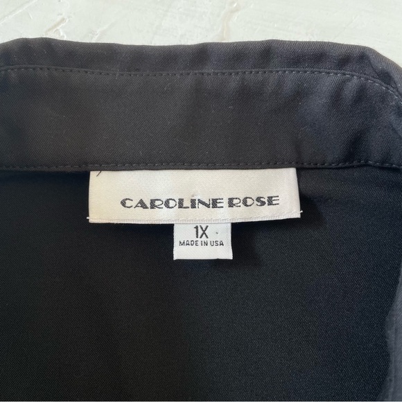 Caroline Rose Jacket Womens Lagenlook Unique Button 3/4 Sleeves Black Size 1X - Picture 4 of 9